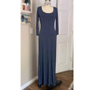 MACY*S Heather Blue Classic Low-back stretch Goddess MAXI Dress *X-SMALL*